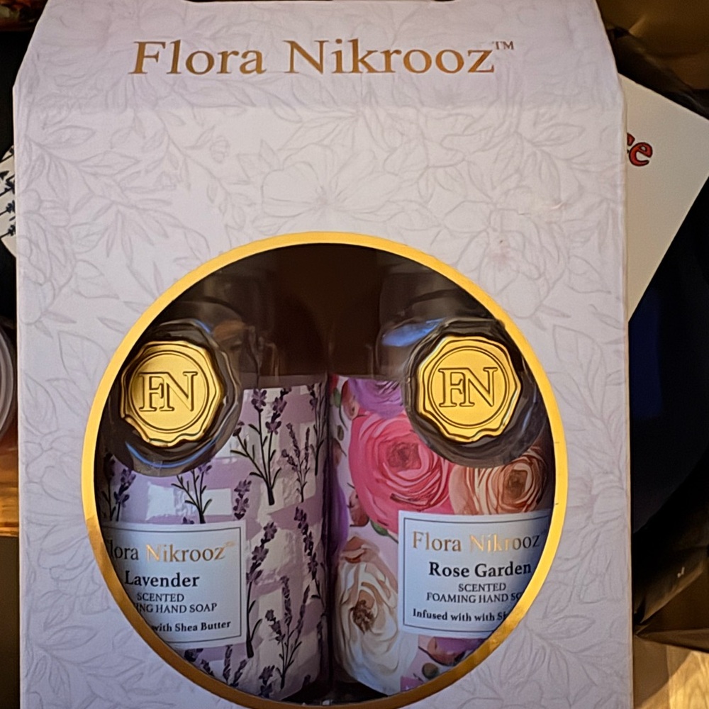 Flora Nikrooz Lavender & Rose Garden Foaming Hand Soap Set - Purple, Pink, Gold